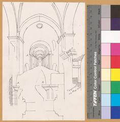 Central nave and architectural details of Notre-Dame Benedictine Monastery Church in Payerne