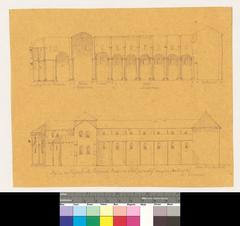 Longitudinal view and longitudinal section of Notre-Dame Abbey Church in Payerne
