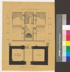 Central Library Zurich architectural cross-section plan showing upper and lower floors