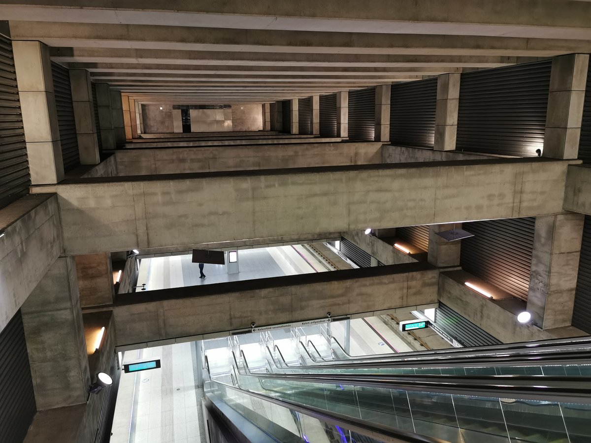 Budapest M4 metro station interior at II. János Pál pápa tér