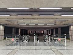 Budapest M4 metro station II János Pál pápa tér platform with trains