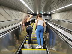 Budapest M4 Metro Station II. János Pál pápa tér platform view with passengers