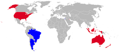 World map showing current and retired operators of the Douglas A-4 Skyhawk aircraft