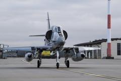 Top Aces A-4 Skyhawk taxiing on runway at Spangdahlem Air Base, Germany
