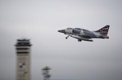 Top Aces A-4 Skyhawk flying past Spangdahlem Air Base control tower during ADAIR assessment