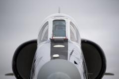 Top Aces fighter pilot Torben Daubitz in A-4 Skyhawk cockpit at Spangdahlem Air Base