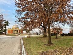 Cincinnati Observatory building in Hyde Park, Cincinnati, Ohio under clear blue sky