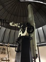 Interior view of the Equatorial Room at Cincinnati Observatory with large telescope
