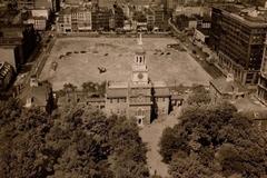 Independence Hall and First Block of Independence Mall under construction in 1952