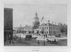 Lithograph of the State House in Philadelphia drawn by Aug. Köllner and lithographed by Deroy