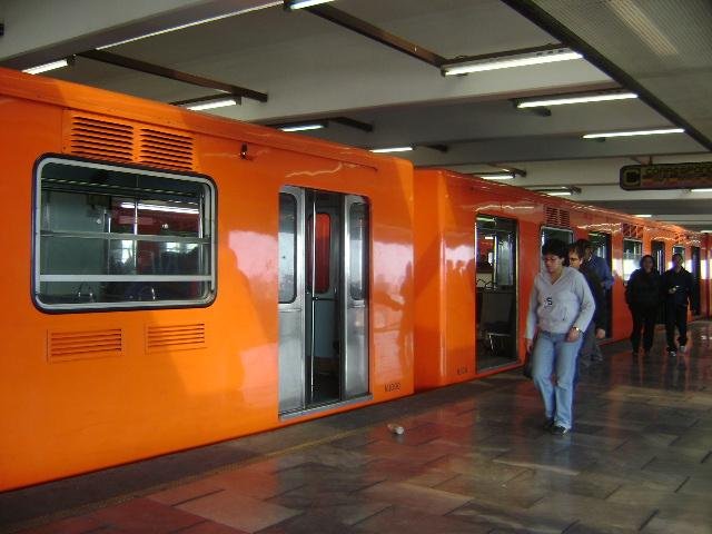 MP-68 train on Pantitlán station Line 9 Metro Mexico City