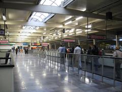 Inside Pantitlán Metro Station Line 1 platform above the tracks in Mexico City