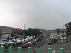 Metro Pantitlán terminal serving Lines A and 9 of the Mexico City Metro system with trains and passengers