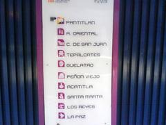 Map of Metro Line A showing Pantitlan station