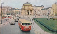 Plac Trzech Krzyży in Warsaw in the 1960s with historic buildings and streets