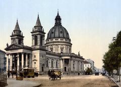 St. Alexander's Church in Warsaw around 1900 historic black and white photograph
