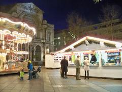 Christmas market scene with a carousel in Avignon, Vaucluse, France