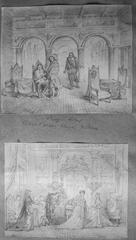 Sketchbook page showing a theatrical representation of Ruy Blas at the Theatre de Reims
