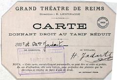 Grand Theatre building in Reims with reduced tariff signage