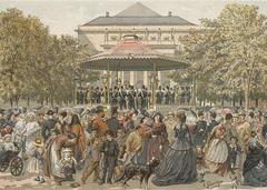 Place Broglie square in Strasbourg France in 1860 historic view