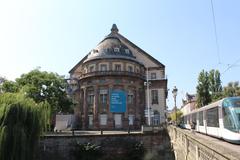 Opéra de Strasbourg building illuminated at night with classical architecture
