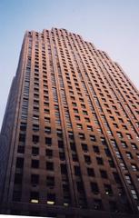 Penobscot Building side view at sunset with vibrant sky