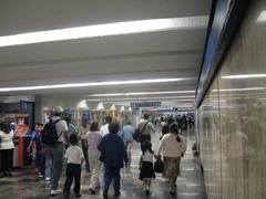 Hallway leading into Zocalo Metro station on Line 2 in Mexico City
