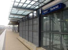 Valimo railway station in Helsinki, Finland with train tracks and platform
