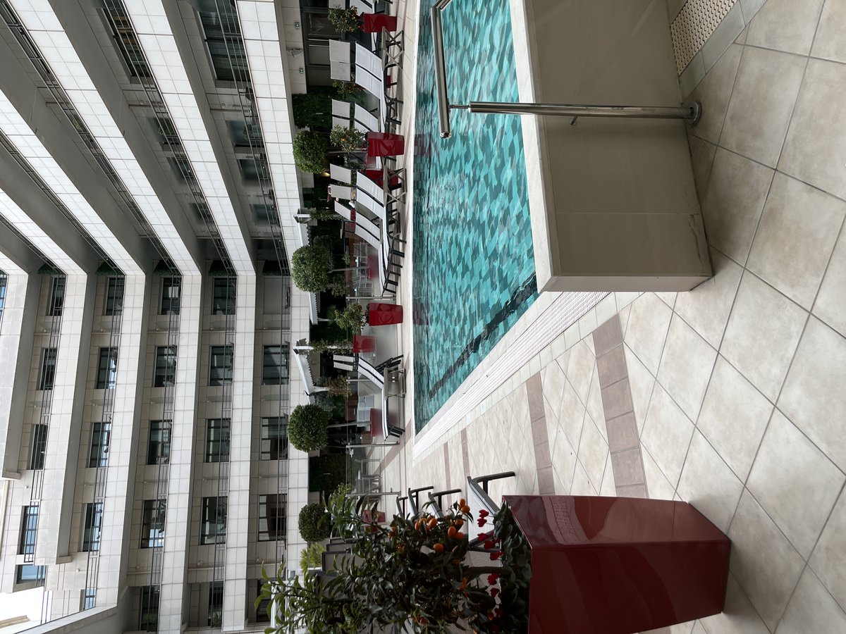 Swimming pool of Hotel Palais de la Méditerranée in Nice in March 2022