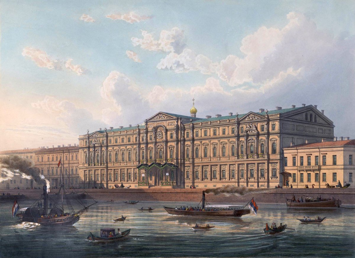 Novo-Mikhailovsky Palace in St. Petersburg 19th century lithograph
