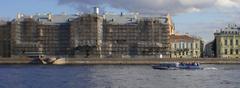 Palace Embankment and Moshkov Lane along the Neva River in Saint Petersburg