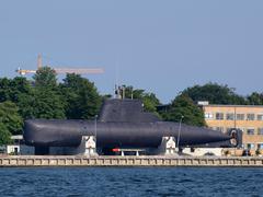 Submarine SÆLEN docked in Copenhagen harbor, Denmark