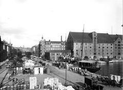 Sankt Annæ Plads with harbour activity on the quay in Copenhagen Denmark in 1916