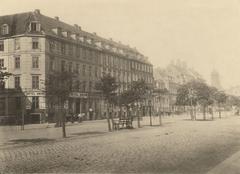 Sankt Annæ Plads square in Copenhagen during the 1870s with historical buildings and people