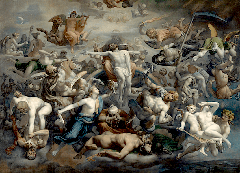 Religious painting Divine Tragedia by French artist Paul Chenavard