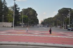 A vibrant cityscape of Tirana in July 2017 with colorful buildings and urban architecture