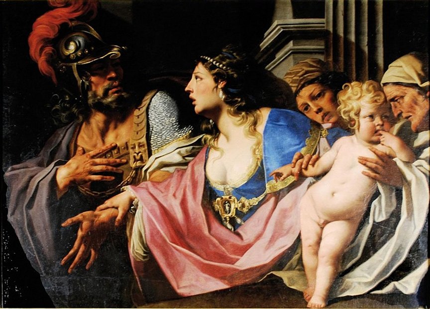 Classical painting depicting the farewell of Hector from Andromache
