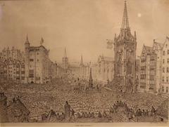 Reform Demonstration in Edinburgh 1866 with a crowd gathered