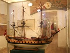 Model of Holsteen ship hanging inside Holmens Kirke in Copenhagen