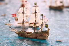 Miniature model of a Danish naval ship at The Royal Danish Naval Museum