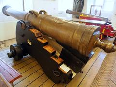 1768 12 pounder metal muzzle-loading gun at Royal Danish Naval Museum