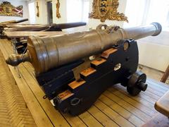 1768 12 pounder metal muzzle-loading gun at Royal Danish Naval Museum in Copenhagen