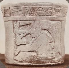 Pre-Columbian Maya ceramic jar from Acanceh with intricate painted designs