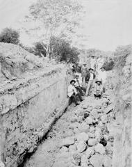 Unearthing of pre-Columbian building with stucco reliefs at Acanceh Yucatan 1906