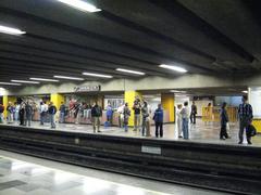 Westbound platform of Jamaica Line 9 metro station in Mexico City Metro System