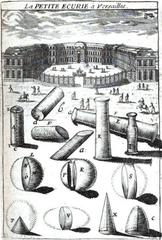 Geometric shapes including cylinders, hemispheres, columns, segments, portions of spheres, and cones illustrated in a vintage style