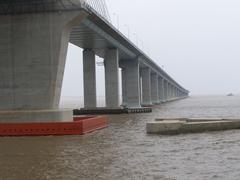 Donghai Bridge main span over the sea with blue sky