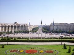Boulevard Unirii in Bucharest viewed from the Palace of the Parliament