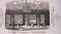 Historic view of Sick et Cie building at 3 Place Gutenberg Strasbourg in 1870