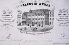 Hôtel du Commerce at place Gutenberg in Strasbourg painted by Valentin Weber in 1850